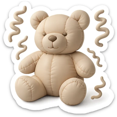 bear with swirly streamers around in cushion style sticker