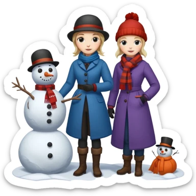 Virginia Poe and Maria Clemm 1800's full body building a snowman sticker