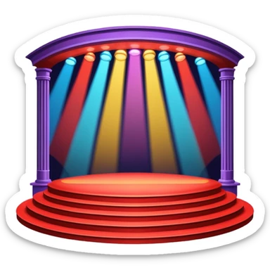 A concert-style stage with colored lights pointing downward. sticker