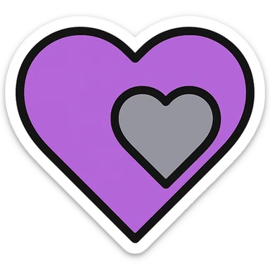 violet and grey heart icon sticker