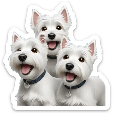 Happy three westie dogs sticker