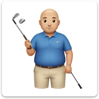Fat bald guy golfing sticker