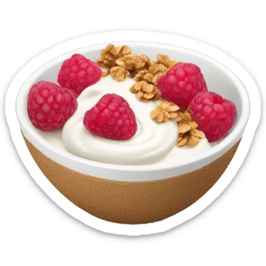Yogurt bowl with raspberries and granola sticker