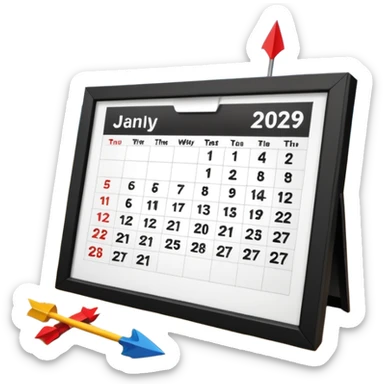 holiday incoming with calendar and beach, bold arrow or highlight on the date, suitable for Slack status emoji sticker