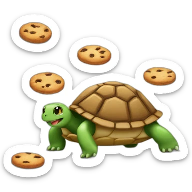 Chat sur une tortue qui manger des cookies sticker