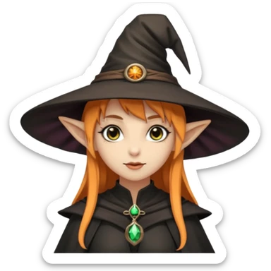Goth and tan girl elf girl in witch hat sticker