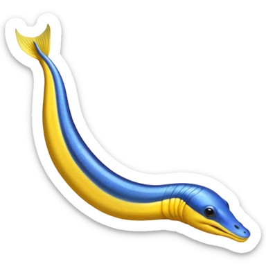 long ribbon eel, blue anbd yellow sticker