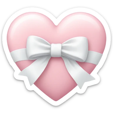 Pastel pink heart with white bow sticker