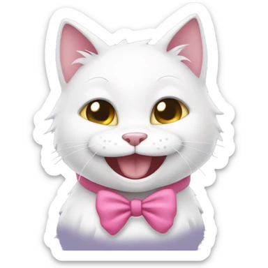 fursona white cat female with pink bow laughing sticker