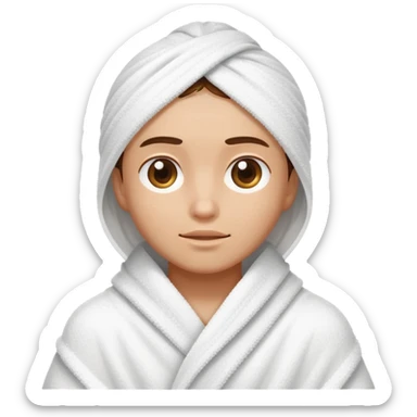 Person wrapped in towel after shower sticker