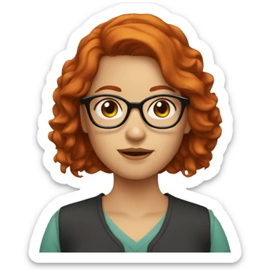 redhead women with glasses sticker