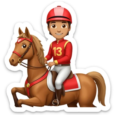 man riding horse wearing racing cloth sticker