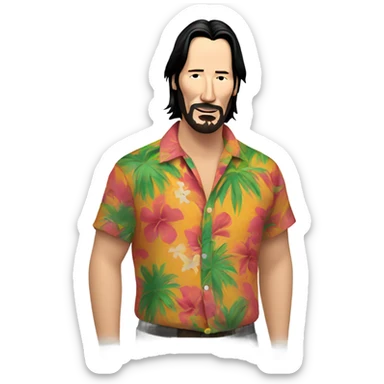 Keanu reeves wearing Hawaiian shirt sticker