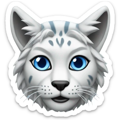 A blue lynx with a laptop sticker