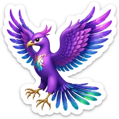 a purple pheonix with wings spread out sticker
