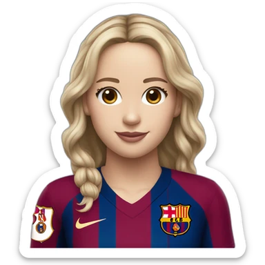 jennifer lawrence wearing fc Barcelona uniform sticker