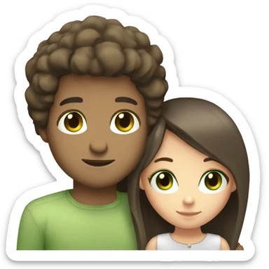 White couple back hug brown eyes girl light green eyes man sticker