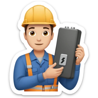 electrician installing a azimut battery sticker