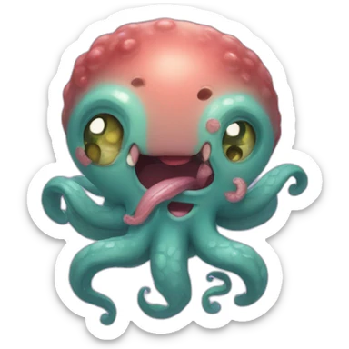 cute kraken cute face having a heart attack sticker