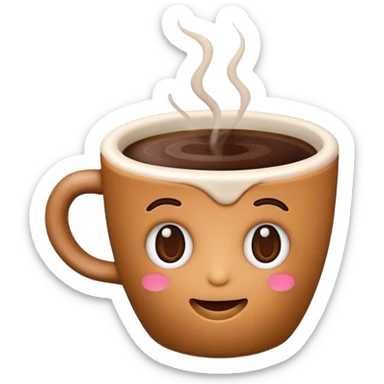 coffee emoji that looks like it's made of clay sticker
