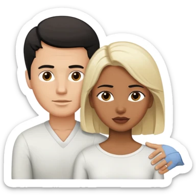 White blond man massages black haired brown woman from front view sticker