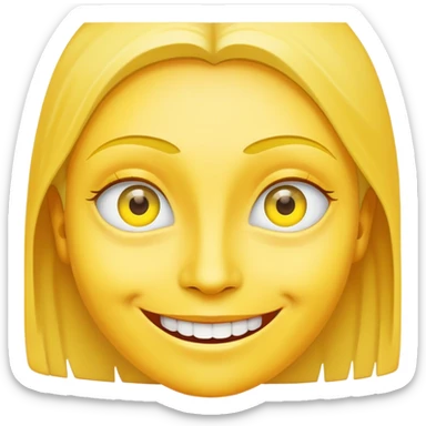 A face smiling with yellow skin and different coloured eyes sticker