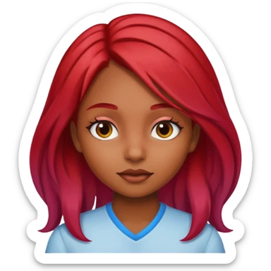 Sexyy red brown skin girl with red hair  ombré long  sticker