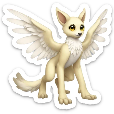 Anthro shy winged animal hybrid full body sticker