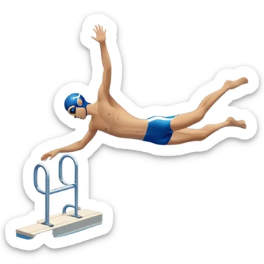 An icon showing an athlete mid-flip diving from a high springboard into a clear blue pool. The design captures the elegance of the twist, the splash below, and the height of the jump. Transparent background emphasizes the precision, grace, and thrill of diving as a sport. sticker