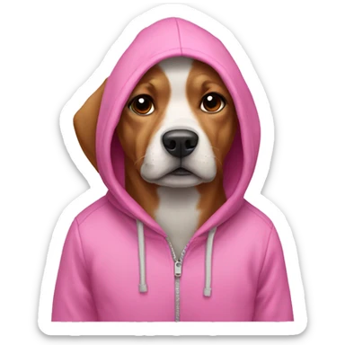 A dog wearing a pink hoodie  sticker