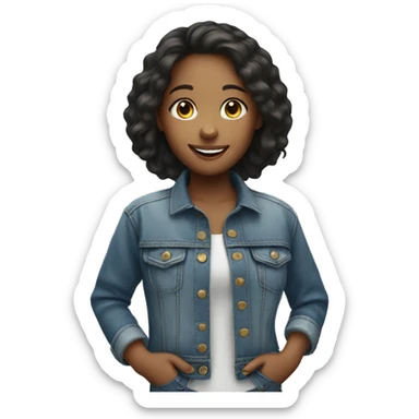 smiling girl in denim jacket sticker