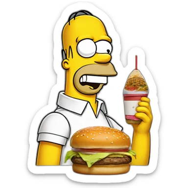 Homer Simpson mangeant un burger sticker
