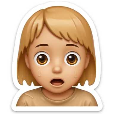 a child with wet cardboard skin tone, surprised expression sticker