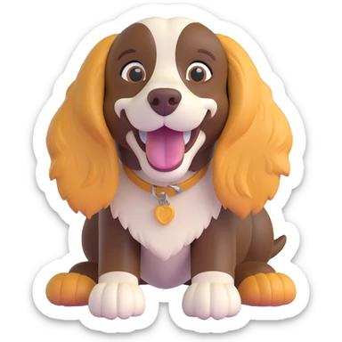A Springer Spaniel with golden fur, smiling happily sticker