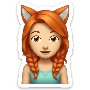 Gerl-redhead-Kare-happy-Fox ears sticker