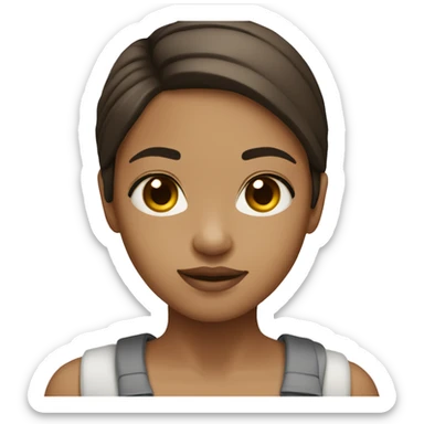 Light skin girl with dark brown straight hair sticker