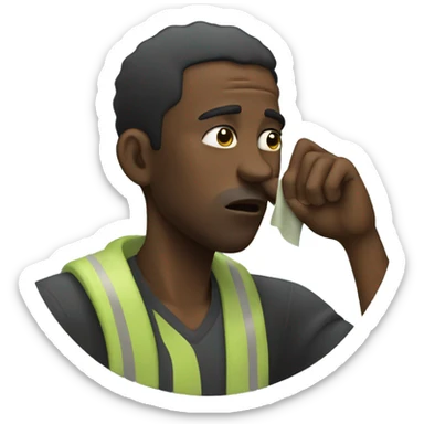 a black man wiping his nose sticker