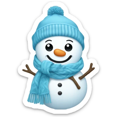 snowman with a baby blue beanie and scarf sticker
