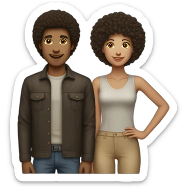caucasian female with an afro-american male sticker