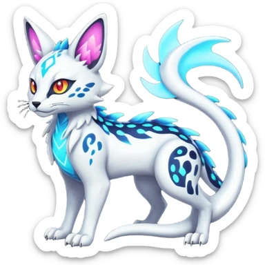 Neon Vibrant Pulsating Trail-glowing Chromatic Trico-Serval-Absol-Silvally-Dragon-Snake-fusion-hybrid sticker