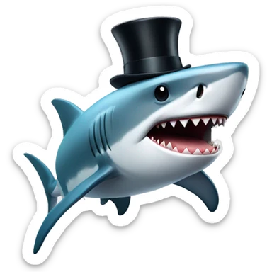 Shark with a top hat sticker