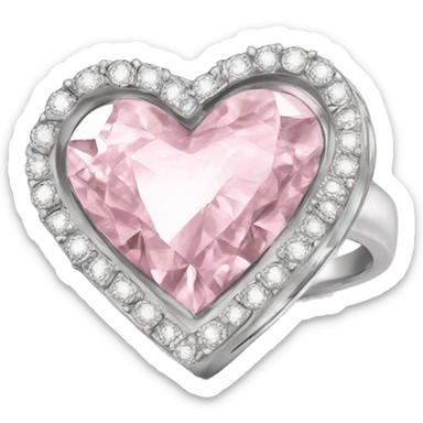 Diamond silver  ring light pink heart sticker
