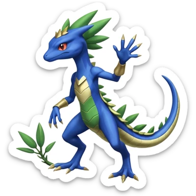 Shiny Aural Sceptile-Greninja-Fakémon-fusion (full body) sticker