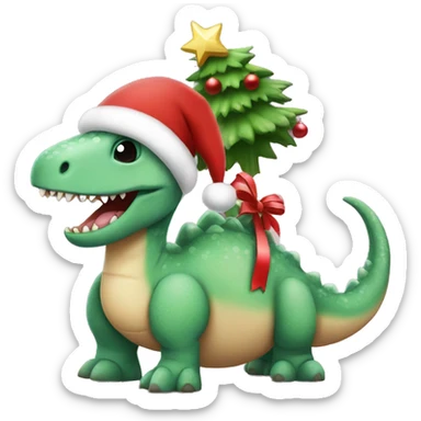 christmas dinosaur ￼ sticker