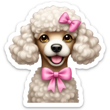 poodle with pink bow sticker