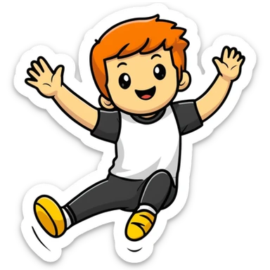 playful kid jumping sticker