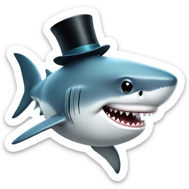 Shark with a top hat sticker