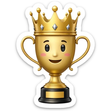 Win Emoji

Glossy 3D emoji showing a gold trophy with a small crown, glowing effect, black and gold theme. sticker