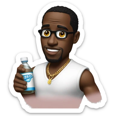P.diddy holding a babyoil bottle  sticker