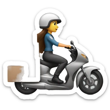 delivery moto woman driving frontal sticker
